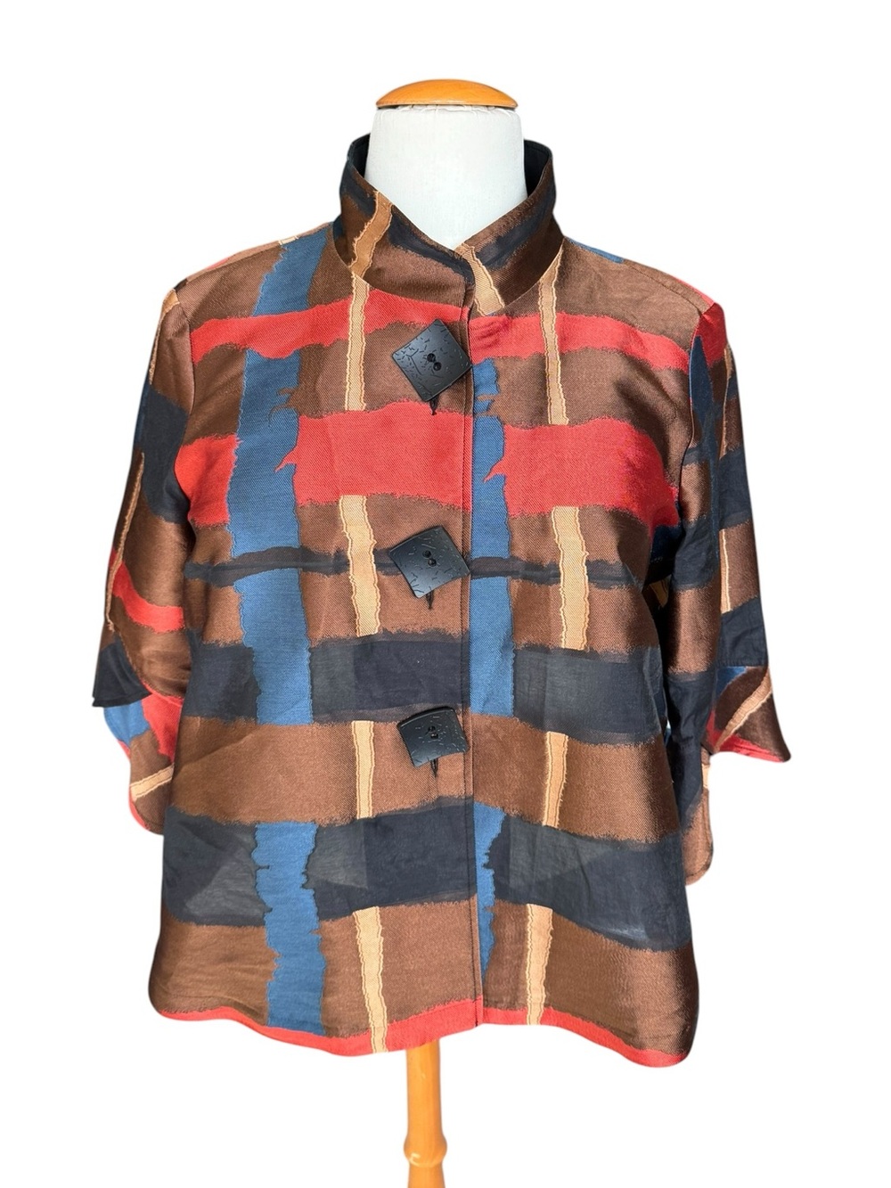 Joseph Ribkoff Abstract Jacket 18 Silk Blend Boxy Top Artwear Oversized Chic N56 - Picture 2 of 10